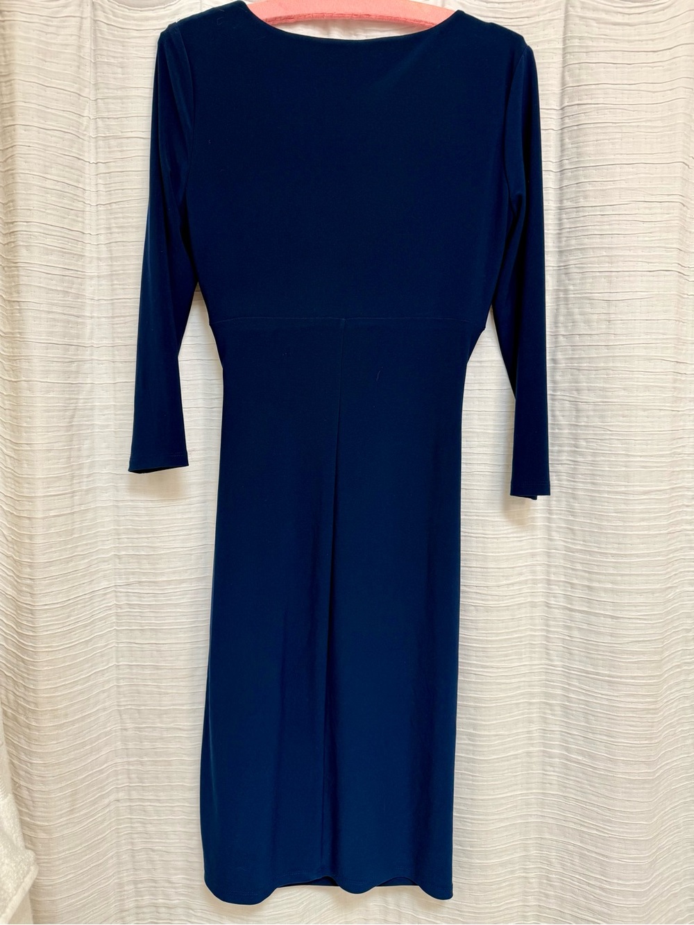 Ralph Lauren Navy Draped Wrap-Front Long Sleeve Midi Dress - Picture 5 of 6